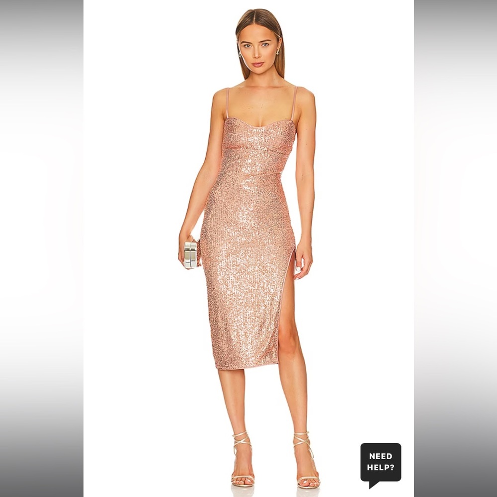 Maizie Midi Dress in Rose Gold
MAJORELLE